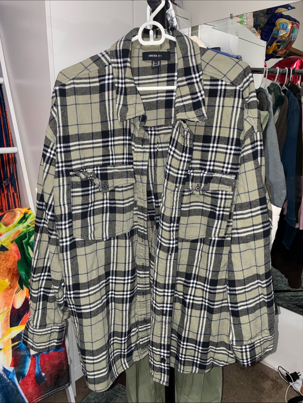 forever 21 + 3X green plaid long sleeve
